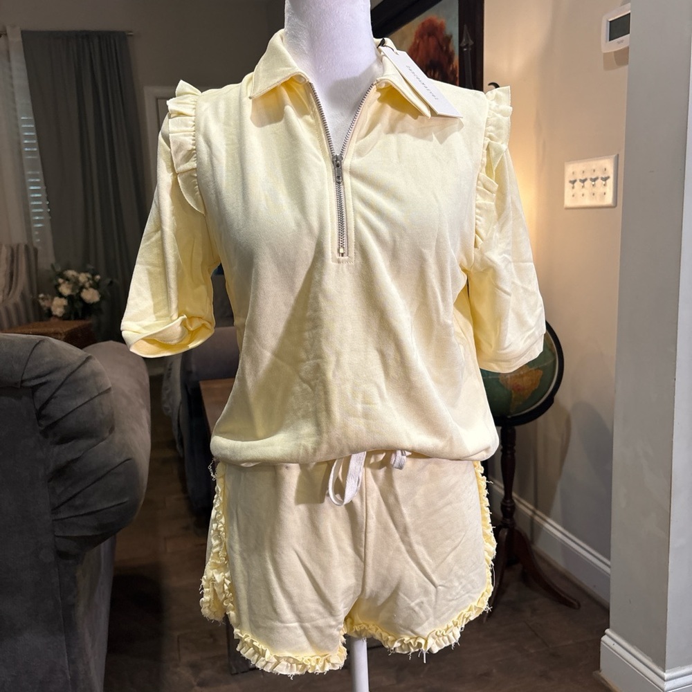 Dance & Marvel Yellow Ruffle 2 piece casual set